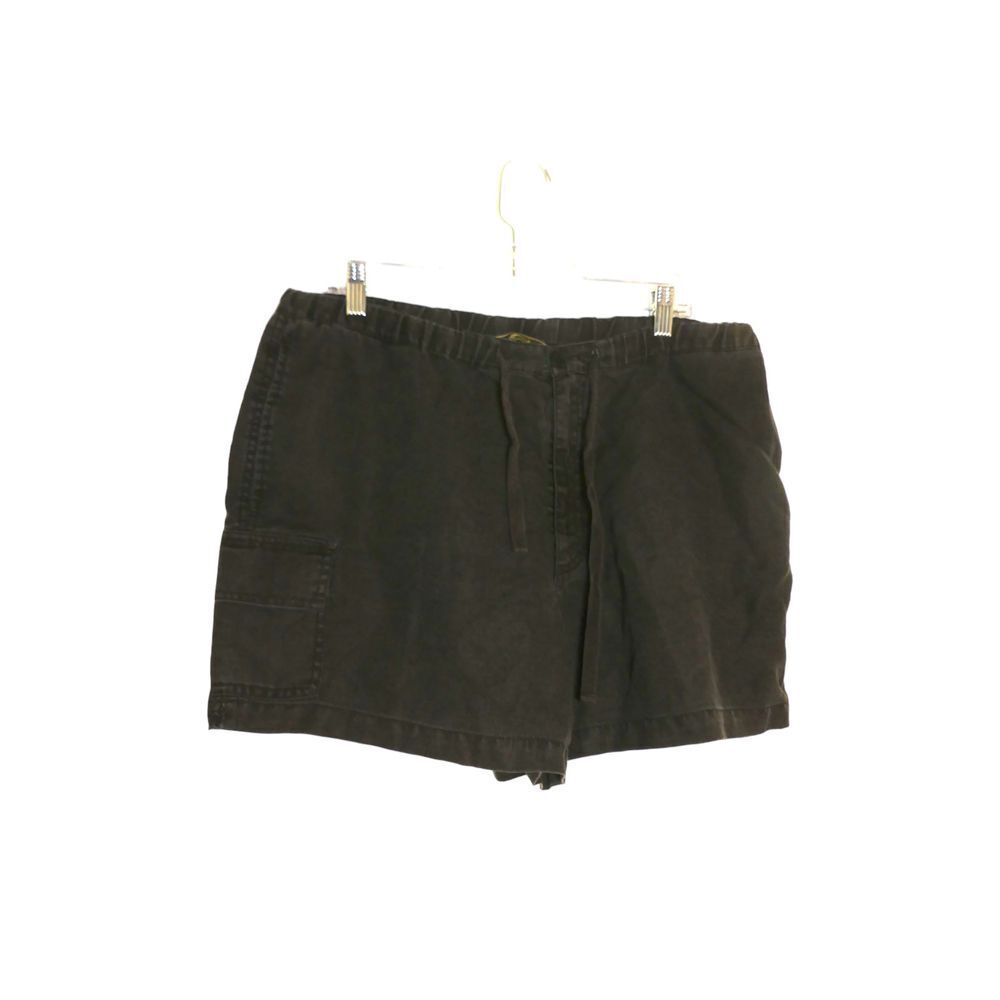 Eddie‎ Bauer 100% Linen Black Pull On Drawstring Cargo Shorts Size XL Casual
